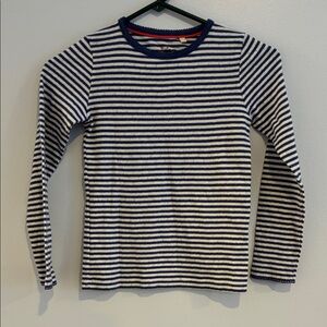 Mini Boden Navy and White Striped Long Sleeve Tee